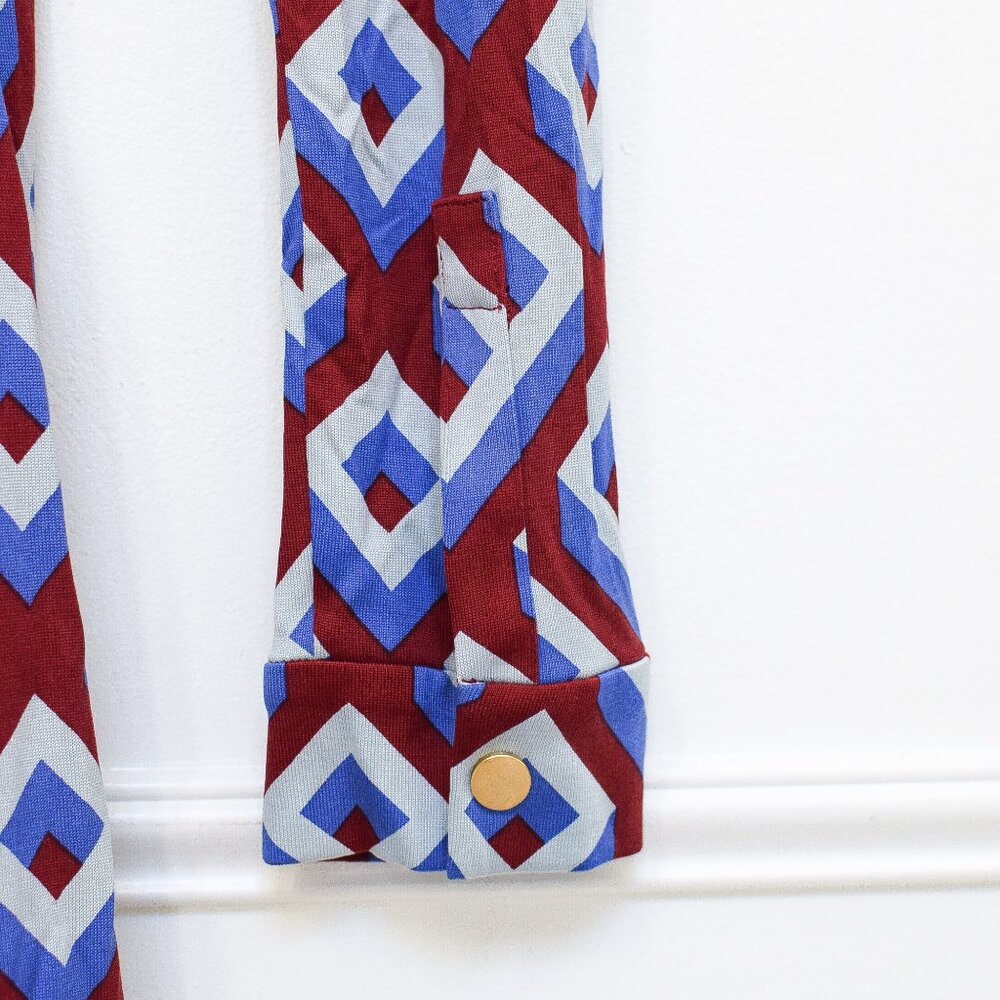 Diane Von Furstenberg Jeanne Silk Red & Blue Geometric Wrap Dress Size 6 Retro - Picture 6 of 12